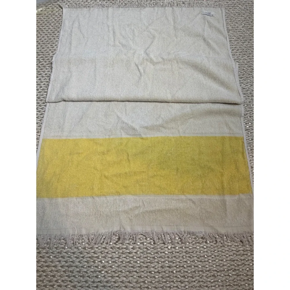 Vintage JCPenney Fashion Manor Yellow Floral bath  Cotton Fringe Hand Towel USA